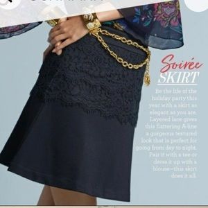 Cabi soirée black lace a line swing skirt 4